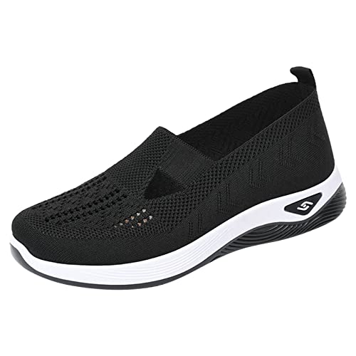 EQWIGKEIT Laufschuhe Damen, Slip On Sportschuhe Klassisch Turnschuhe Atmungsaktiv Mesh Schuhe Walkingschuhe Leichte Straßenlaufschuhe Fitness Wanderschuhe Freizeitschuhe Outdoor Sneaker von EQWIGKEIT