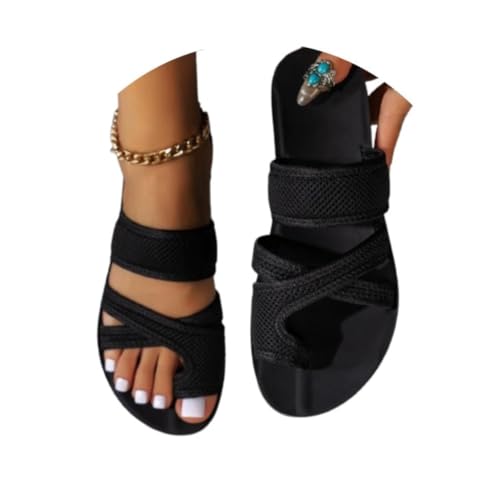 EQWIGKEIT Sandalen Damen Sommer Mesh Strandsandalen Bequeme Orthopädische Big Toe Hallux Valgus Schuhe Strand Flip Flops Frauen Zehentrenner Sandaletten Pantoletten von EQWIGKEIT