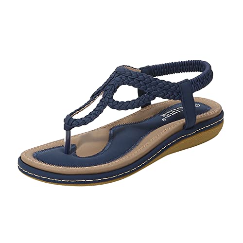 EQWIGKEIT Sandalen Damen Sommer Sandals Weichen Sohlen Flip Flops Sommer Flach Sandaletten Bequeme Sommerschuhe Elegante Schöne Leichte Strandsandalen Damen T-Riemen Offene Zehe Zehentrenner von EQWIGKEIT