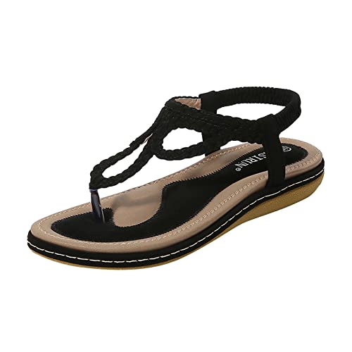 EQWIGKEIT Sandalen Damen Sommer Sandals Weichen Sohlen Flip Flops Sommer Flach Sandaletten Bequeme Sommerschuhe Elegante Schöne Leichte Strandsandalen Damen T-Riemen Offene Zehe Zehentrenner von EQWIGKEIT