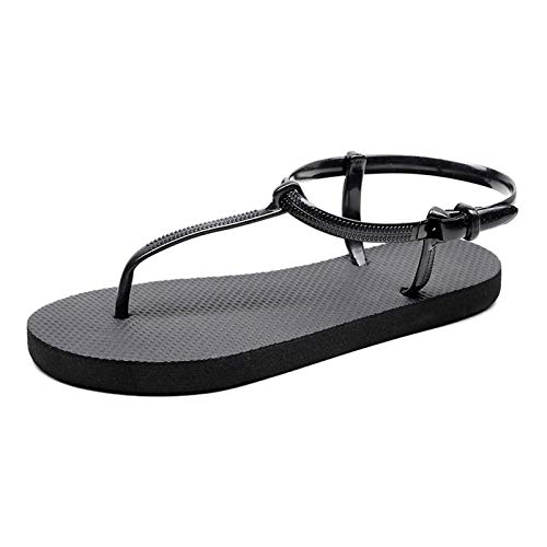 EQWIGKEIT Sandalen Damen Sommer T-Riemen Sandaletten Flach Sandals Sommer Weichen Sohlen Zehentrenner Sommerschuhe Offene Zehe Leichte Strandsandalen Damen Bequeme Elegante Schöne Flip Flops von EQWIGKEIT