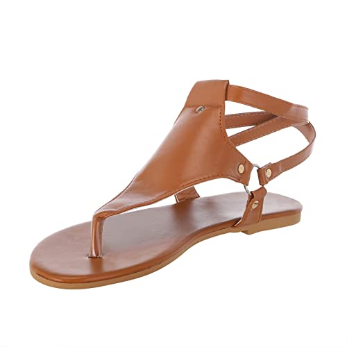 EQWIGKEIT Sandalen Damen Sommer T-Riemen Sandals Offene Zehe Zehentrenner Sommer Flach Sandaletten Weichen Sohlen Sommerschuhe Elegante Schöne Leichte Strandsandalen Damen Bequeme Flip Flops von EQWIGKEIT