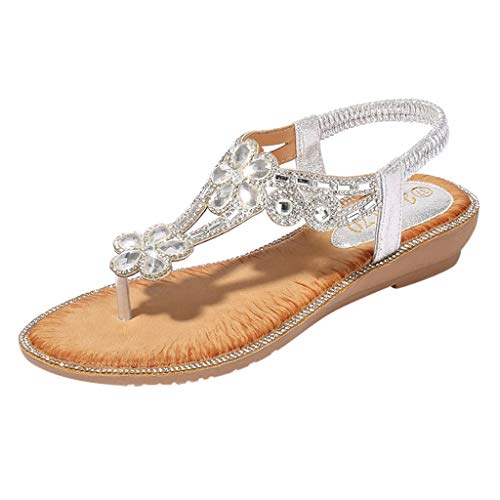 EQWIGKEIT Sandalen Damen Sommer Weiche Sohl Zehentrenner Weichen Sohlen Flip Flops Sommer Offene Zehe Sandaletten Flach Sommerschuhe Bequeme Leichte Strandsandalen Damen Elegante Schöne Sandals von EQWIGKEIT