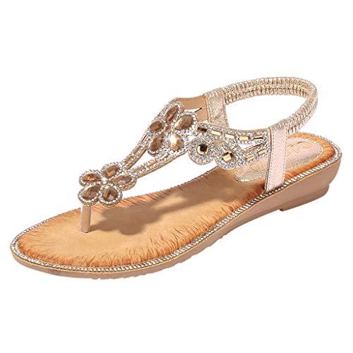 EQWIGKEIT Sandalen Damen Sommer Weiche Sohl Zehentrenner Weichen Sohlen Flip Flops Sommer Offene Zehe Sandaletten Flach Sommerschuhe Bequeme Leichte Strandsandalen Damen Elegante Schöne Sandals von EQWIGKEIT