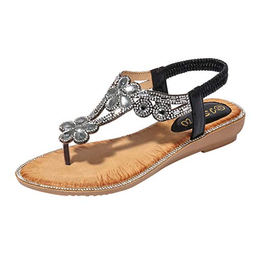 EQWIGKEIT Sandalen Damen Sommer Weiche Sohl Zehentrenner Weichen Sohlen Flip Flops Sommer Offene Zehe Sandaletten Flach Sommerschuhe Bequeme Leichte Strandsandalen Damen Elegante Schöne Sandals von EQWIGKEIT