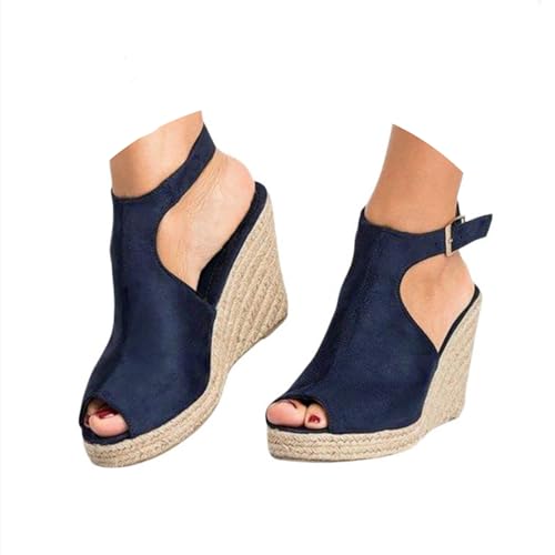 Sandalen Damen Espadrilles Wedges Sandaletten mit Geschlossene Keilabsatz Sommerschuhe Sommer Pumps Frauen Schuhe Plateau-Keilsandalen für Hochzeit, Brautparty, Abschlussball, Heimkehr von EQWIGKEIT