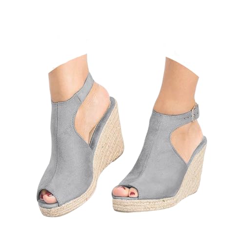 Sandalen Damen Espadrilles Wedges Sandaletten mit Geschlossene Keilabsatz Sommerschuhe Sommer Pumps Frauen Schuhe Plateau-Keilsandalen für Hochzeit, Brautparty, Abschlussball, Heimkehr von EQWIGKEIT