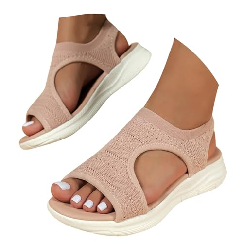 Sandalen Damen Sommer Weiche Sohl Offene Zehe Orthopädische Flip Flops Damen Sommer Sandals Weichen Sohlen Leichte Strandsandalen Damen Outdoor Sommerschuhe Elegante Schöne Bequeme Sandaletten von EQWIGKEIT