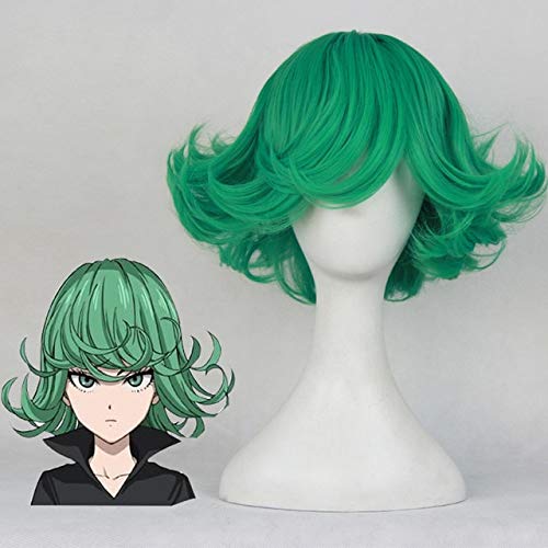Anime One Punch Man Tatsumaki Cosplay Perücke 30cm kurze lockige gewellte hitzebeständige synthetische Haare + kostenlose Perücke Cap Tatsumaki Anime One Punch Man Tatsumaki Cosplay Perücke 30cm kurze lockige gewellte hitzebeständige synthetische Haare + kostenlose Perücke Cap Tatsumaki von EQWR