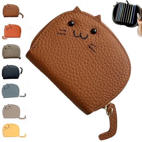 ERGRFHNL Cat Multi Card Holder, Cat Multi Credit Card Holder Wallet, Cute Cat Multi Card Holder for Women and Girls, Credit Card Holder for Women, Cat Purses for Women (Brown,One Size) von ERGRFHNL