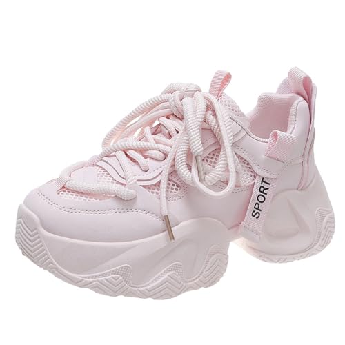 ERICAT Damen Rosa Turnschuhe Mesh Trainer Leichtgewicht Sport Dämpfung Laufschuhe Lace Up Niedrige Freizeitschuhe Gym Walking Schuhe von ERICAT