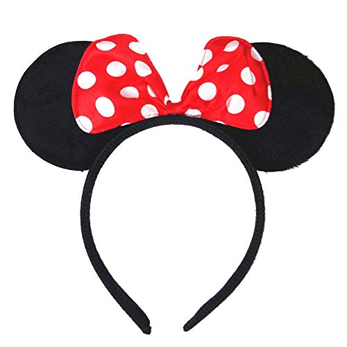 EROSPA® Haarreif Minnie Mouse Schwarze Ohren und Schleife Rot mit Weißen Punkten von EROSPA