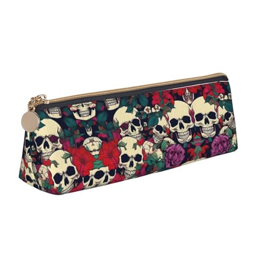ERTTNT Praktisches Federmäppchen mit floralem Totenkopf-Motiv, dreieckig, mit Reißverschluss, Schreibutensilien, Alltagsgegenstände, Weiß, One Size ERTTNT Praktisches Federmäppchen mit floralem Totenkopf-Motiv, dreieckig, mit Reißverschluss, Schreibutensilien, Alltagsgegenstände, Weiß, One Size von ERTTNT