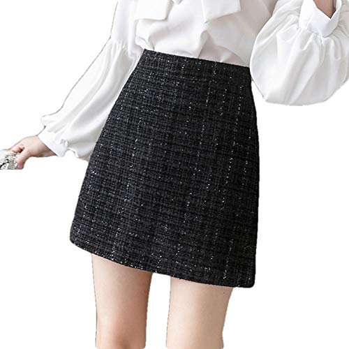 Kurzer Rock Kariert Frauen Wollrock Mode Hohe Taille A-Linie Wollröcke Schwarz/Grau Frau Lässiger Rock-Schwarz_XL Kurzer Rock Kariert Frauen Wollrock Mode Hohe Taille A-Linie Wollröcke Schwarz/Grau Frau Lässiger Rock-Schwarz_XL von ERTYUIO