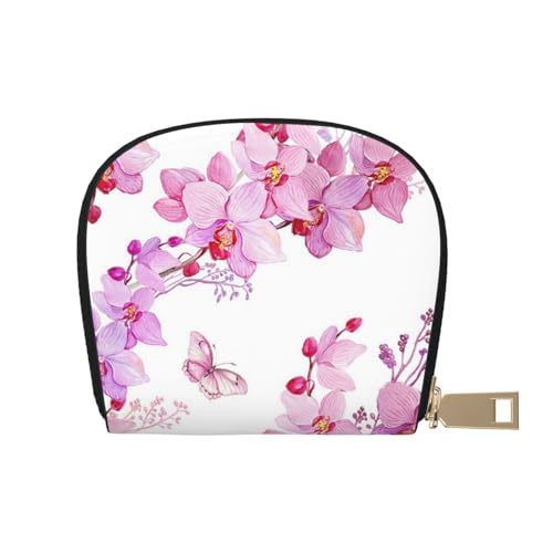 ESASAM Art Graffiti Schmetterlinge Print Leder Shell Kartentasche - Kompakt und langlebig Kartenetui, mehrere Steckplätze Kartenorganizer, sicherer, tragbarer und großer Kartenhalter, Rosa Blumen und von ESASAM