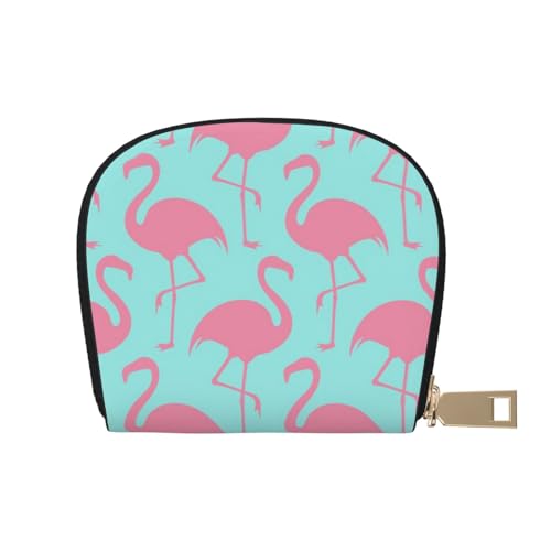 ESASAM Kartenetui aus Leder mit Eichhörnchen-Motiv, kompakte und langlebige Kartenetui, mehrere Steckplätze, Kartenorganizer, sicherer, tragbarer und Kartenhalter mit großer Kapazität, Rosa Flamingo, von ESASAM