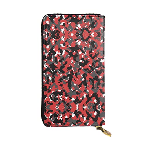 ESASAM Lange Clutch-Geldbörse aus Leder mit laufendem Schäferhund, hochwertiges Kunstleder und hochwertiger Metall-Reißverschluss, langlebig., camouflage, Einheitsgröße von ESASAM