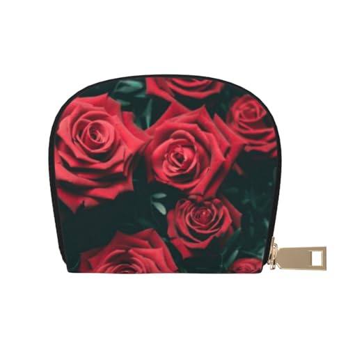 ESASAM Space Galaxy Leder Shell Card Bag - Kompakte und langlebige Kartenetui, mehrere Steckplätze Kartenorganizer, sicherer, tragbarer und großer Kartenhalter, rote rose, Einheitsgröße von ESASAM