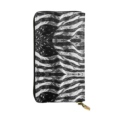 Stilvolle und personalisierte Leder-Clutch, niedliche Otter-Geldbörse, einfach zu tragen., Camouflage Amerikanische Flagge, Einheitsgröße von ESASAM