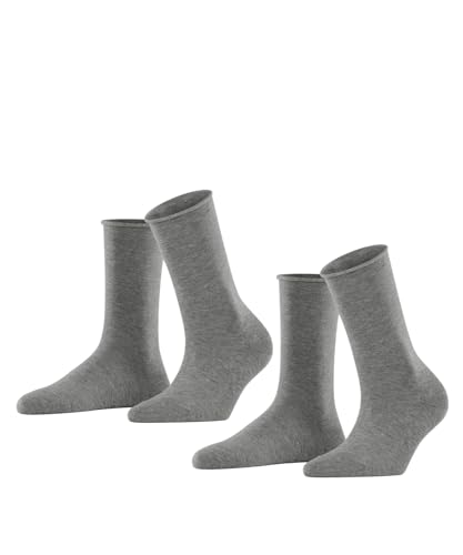 ESPRIT Damen Socken Basic Pure 2-Pack W SO Baumwolle einfarbig 2 Paar, Grau (Light Grey Melange 3390), 39-42 von ESPRIT
