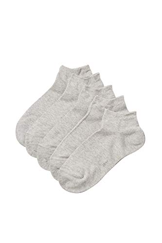 ESPRIT Damen Sneakersocken Solid 5-Pack W SN Baumwolle kurz einfarbig 5 Paar, Grau (Storm Grey 3820), 36-41 von ESPRIT