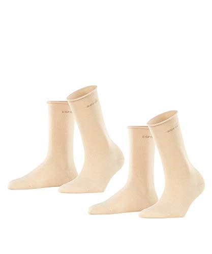 ESPRIT Damen Socken Basic Pure 2-Pack W SO Baumwolle einfarbig 2 Paar, Beige (Cream 4011), 35-38 von ESPRIT