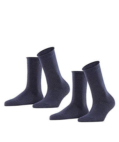 ESPRIT Damen Socken Basic Pure 2-Pack W SO Baumwolle einfarbig 2 Paar, Blau (Navy Blue Melange 6490), 39-42 von ESPRIT