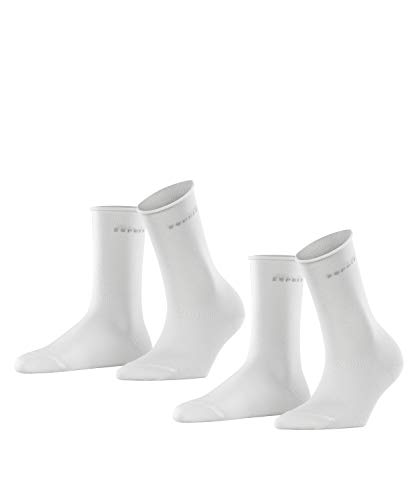 ESPRIT Damen Socken Basic Pure 2-Pack W SO Baumwolle einfarbig 2 Paar, Weiß (White 2000), 39-42 von ESPRIT