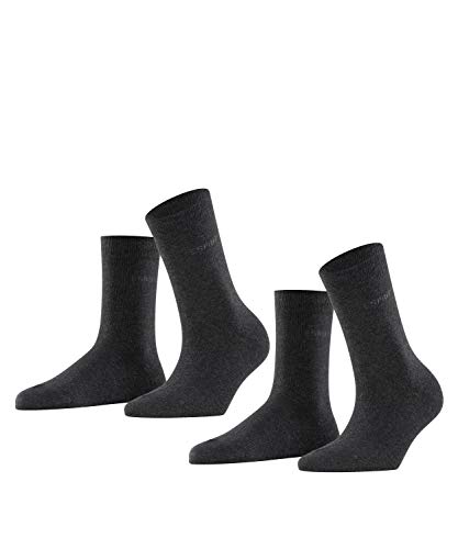 ESPRIT Damen Socken Uni 2-Pack W SO Baumwolle einfarbig 2 Paar, Grau (Anthracite Melange 3080), 39-42 von ESPRIT