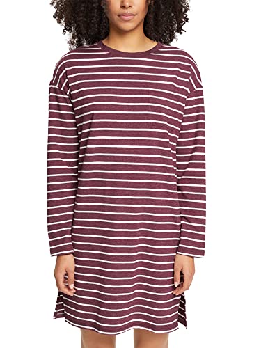 ESPRIT Damen Y/D Stripe Cotton Sus Nightshirt Nachthemd, Bordeaux Red 3, 42 von ESPRIT