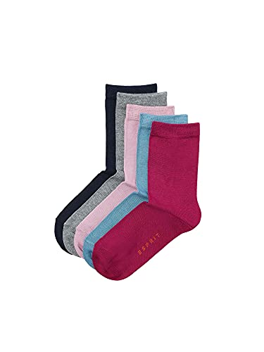 ESPRIT Unisex Kinder Socken Solid Mix 5-Pack K SO Baumwolle einfarbig 5 Paar, Mehrfarbig (Sortiment 0010), 31-34 von ESPRIT