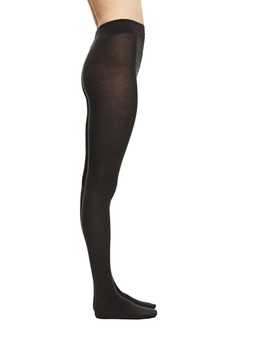 ESPRIT Damen Strumpfhose Plain W TI Baumwolle Wolle einfarbig 1 Stück, Schwarz (Black 3000), 36-38 von ESPRIT