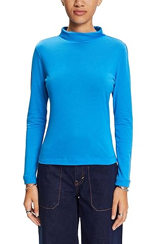 ESPRIT Rollkragen-Longsleeve aus Baumwollmix ,430/Blau, XL von ESPRIT