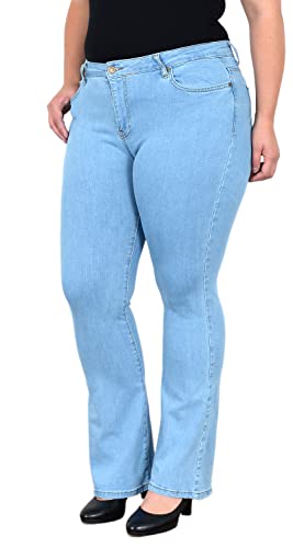 ESRA Jeans Damen Bootcut Jeanshose Flared High Waist Schlaghose Hose Stretch Schlagjeans bis Übergröße Plussize FB1, 44, Hellblau J113 von ESRA