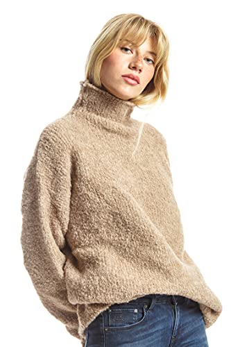 ETERKNITY - Bouclé-Strick Pullover mit Rollkragen für Damen, Beige, L von ETERKNITY