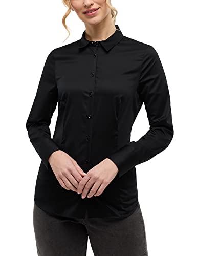 ETERNA Fitted Bluse Langarm Hemdkragen Stretch schwarz Größe 36 von ETERNA