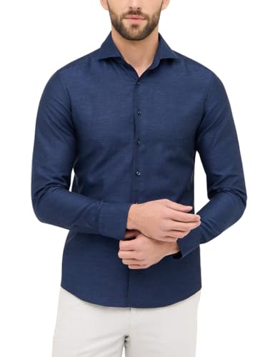 ETERNA Herren Linen Shirt Slim FIT 1/1 Midnight 39_H_1/1 von ETERNA