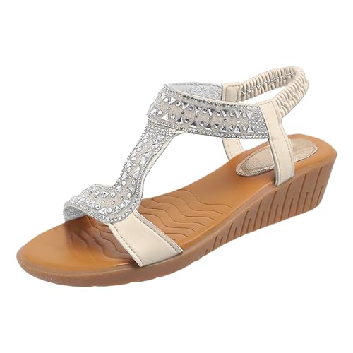 ETHKIA Sommerschuhe Bequeme Sandalen Damen Bequem hausschuhe Sommerschuhe Schuhe Breite Füße Outdoor Plateau Sandalen Damen Stoßfest Sport- & Outdoorsandalen für Damen von ETHKIA