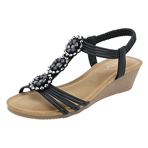 ETHKIA Sommerschuhe Orthopädische Sandalen Damen Bequem Hausschuhe Damen Sommerschuhe Ballerina Schuhe Damen Hiking Plateau Schuhe Damen Stoßfest Sport- & Outdoorsandalen für Damen von ETHKIA