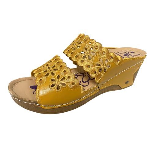 ETHKIA Sommerschuhe Sandalen Jungen Bequem Hausschuhe Damen Sommerschuhe Damenschuhe Walking Sandalen Damen Mit Absatz Stoßfest Sport- & Outdoorsandalen für Damen von ETHKIA