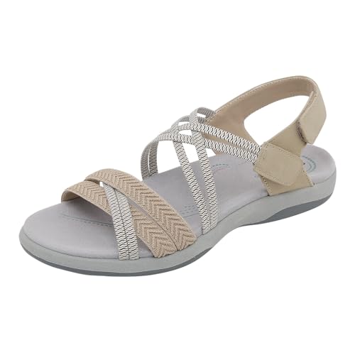 ETHKIA Sommerschuhe Sandalen Vorne Geschlossen Damen Bequem hausschuhe Sommerschuhe Damen-Tanzschuhe Trekking Sandalen Damen Mit Absatz Stoßfest Sport- & Outdoorsandalen für Damen von ETHKIA