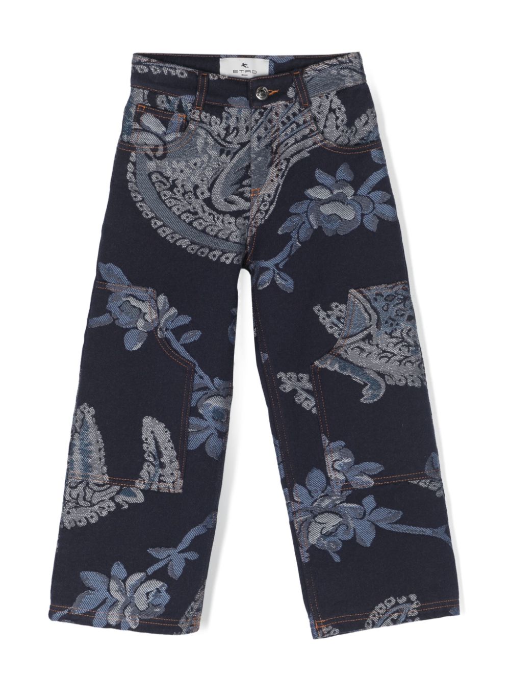 ETRO KIDS Gerade Jacquard-Jeans - Blau von ETRO KIDS