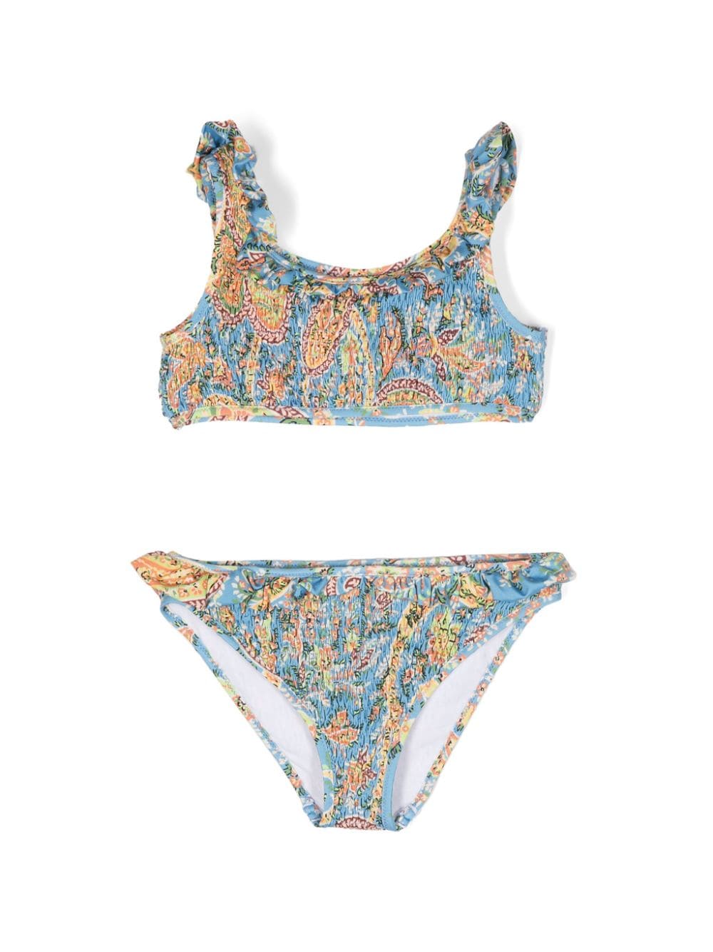 ETRO KIDS Geraffter Bikini mit Blumen-Print - Blau von ETRO KIDS