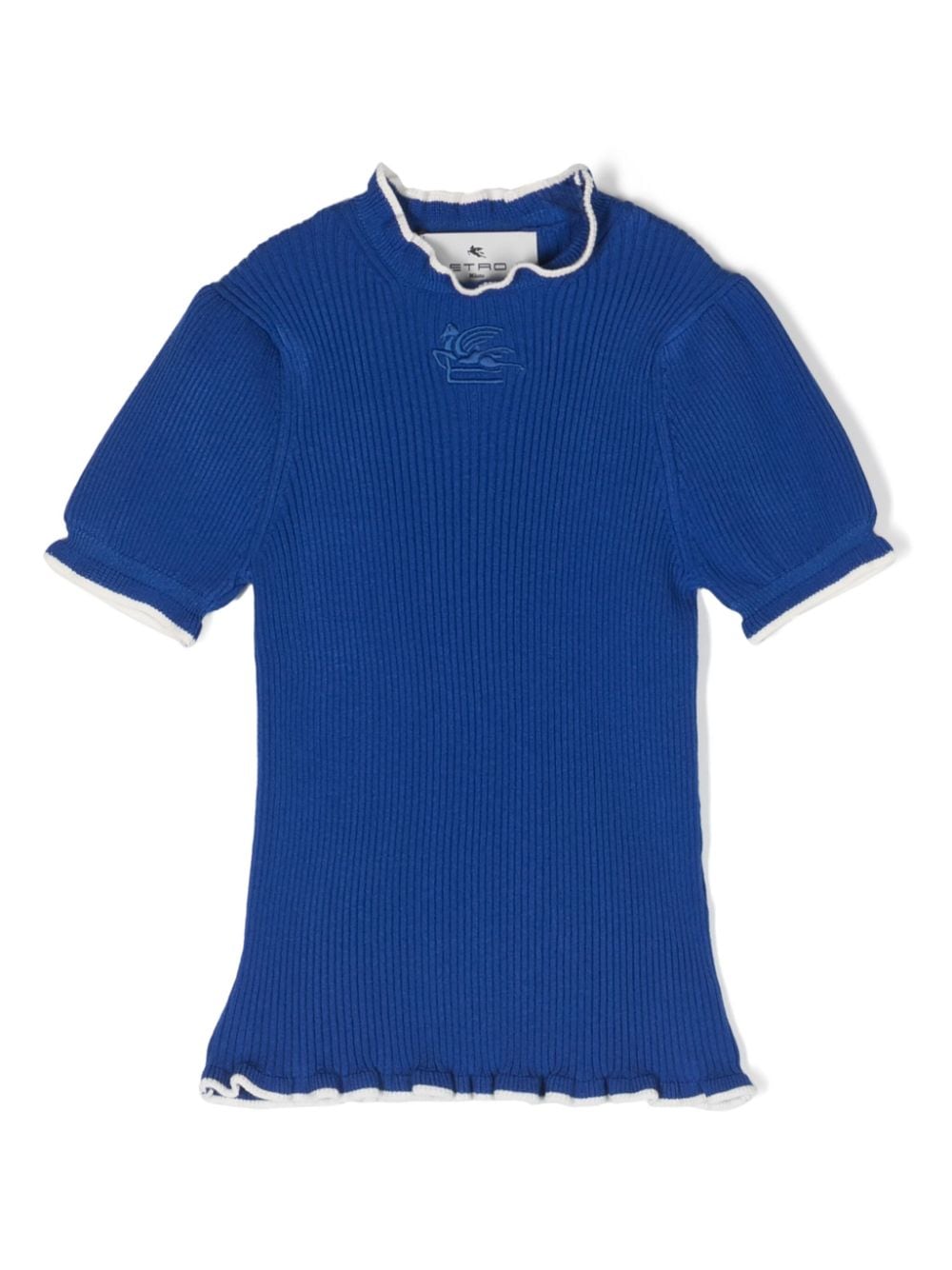 ETRO KIDS Geripptes T-Shirt mit Rüschenbesatz - Blau von ETRO KIDS