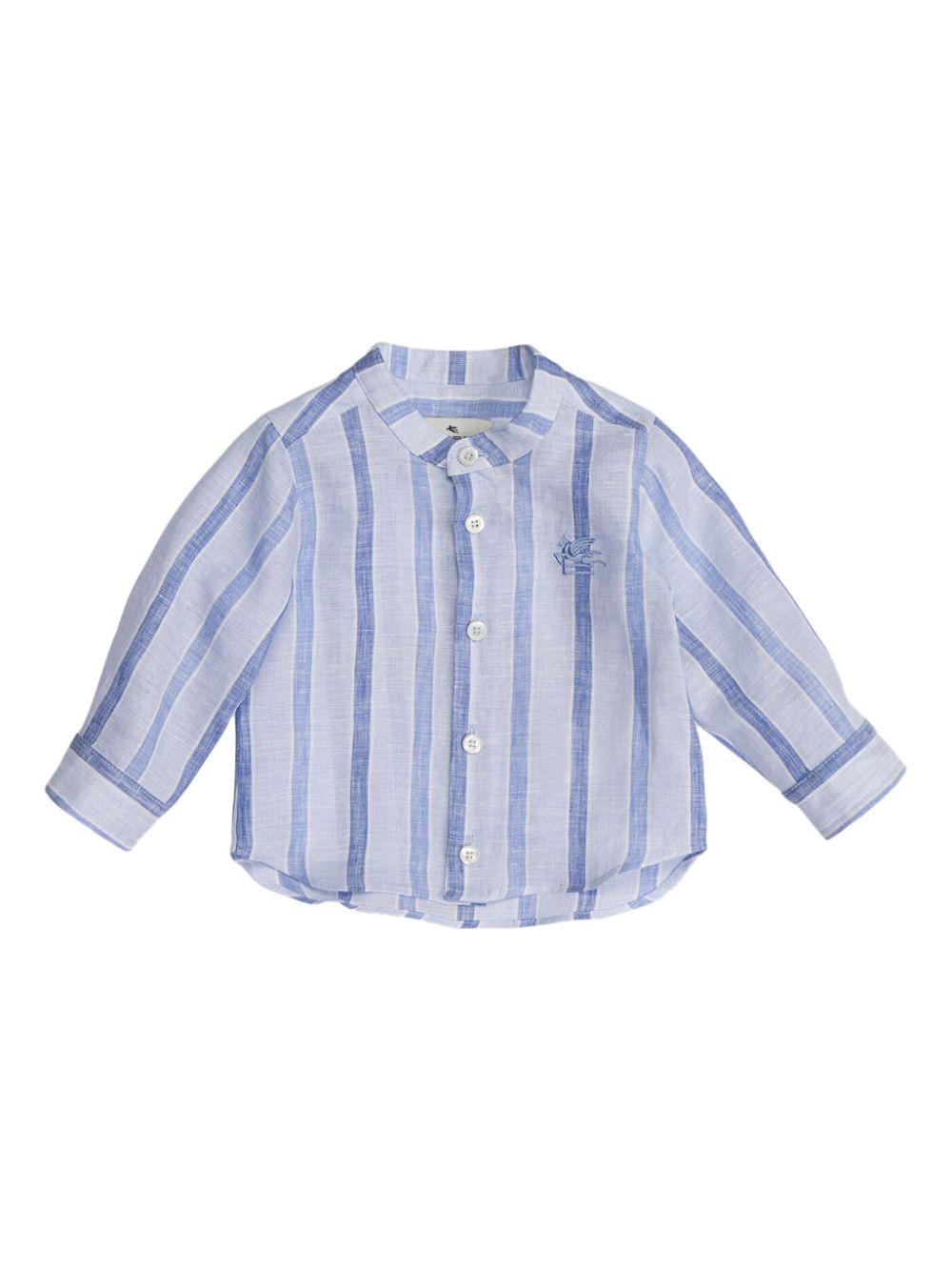 ETRO KIDS Gestreiftes Hemd mit Pegaso-Stickerei - Blau von ETRO KIDS