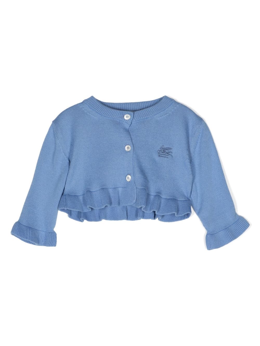 ETRO KIDS Gerüschter Cardigan mit Pegaso-Motiv - Blau von ETRO KIDS