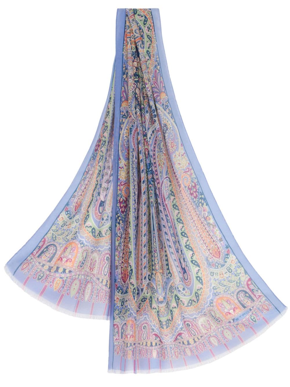 ETRO Ausgefranster Schal mit Paisley-Print - Blau von ETRO