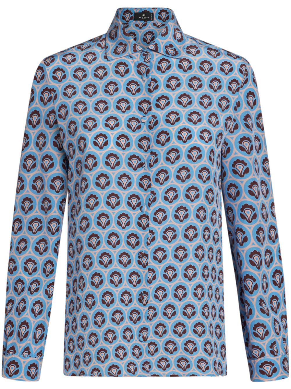 ETRO Seidenhemd mit abstraktem Print - Blau von ETRO