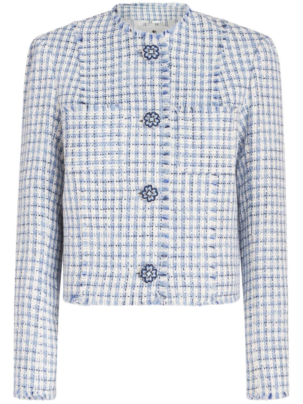 ETRO Tweed-Jacke mit rundem Ausschnitt - Blau von ETRO