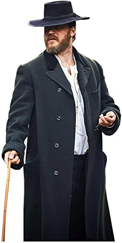 Herren Peaky Blinders-Kostüm Alfie Solomons Winter Schwarze Wolle Trenchcoat – Tom Hardy schwarzer langer Mantel, Schwarz – Wolle., XL von EU Fashions